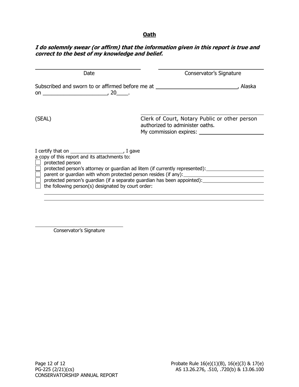 Form PG-225 Conservatorship Annual Report - Alaska, Page 13