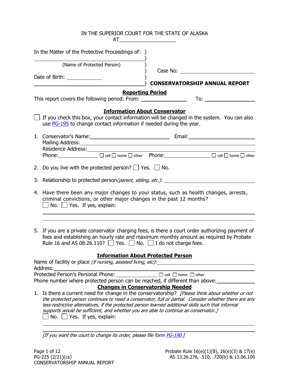 Form PG-225 Conservatorship Annual Report - Alaska, Page 2