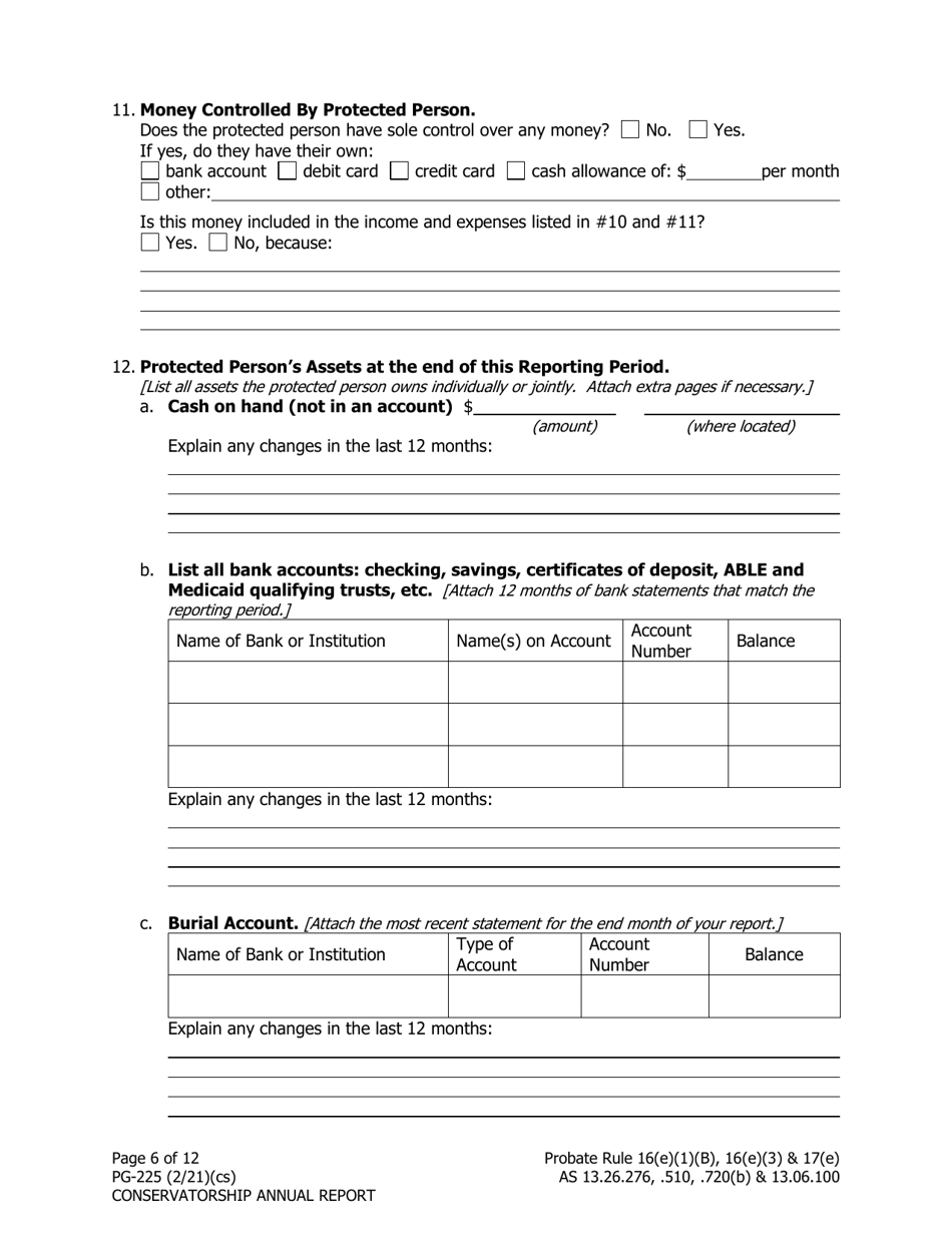 Form PG-225 Conservatorship Annual Report - Alaska, Page 7