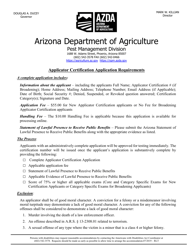 Document preview: Applicator Certification Application - Arizona
