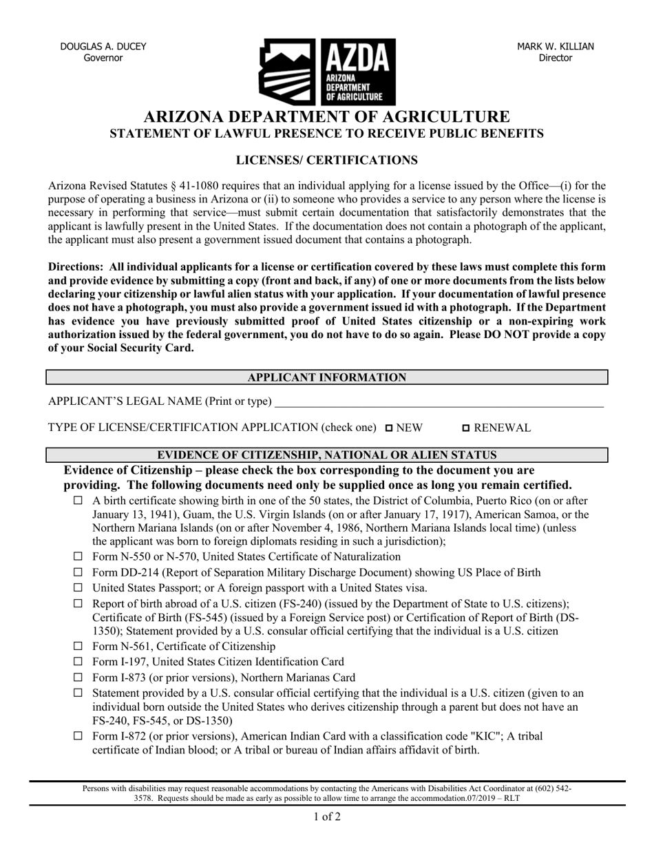 Applicator Certification Application - Arizona, Page 3