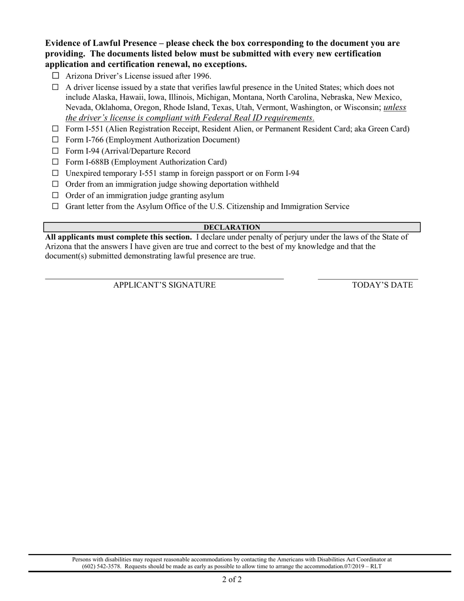 Applicator Certification Application - Arizona, Page 4