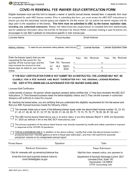 Document preview: Form ABC-SCF Covid-19 Renewal Fee Waiver Self-certification Form - California