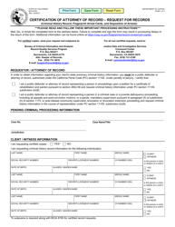 Document preview: Form BCIA8700 Certification of Attorney of Record - Request for Records - California