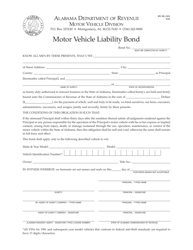 Form MV MLI-004 &quot;Motor Vehicle Liability Bond&quot; - Alabama