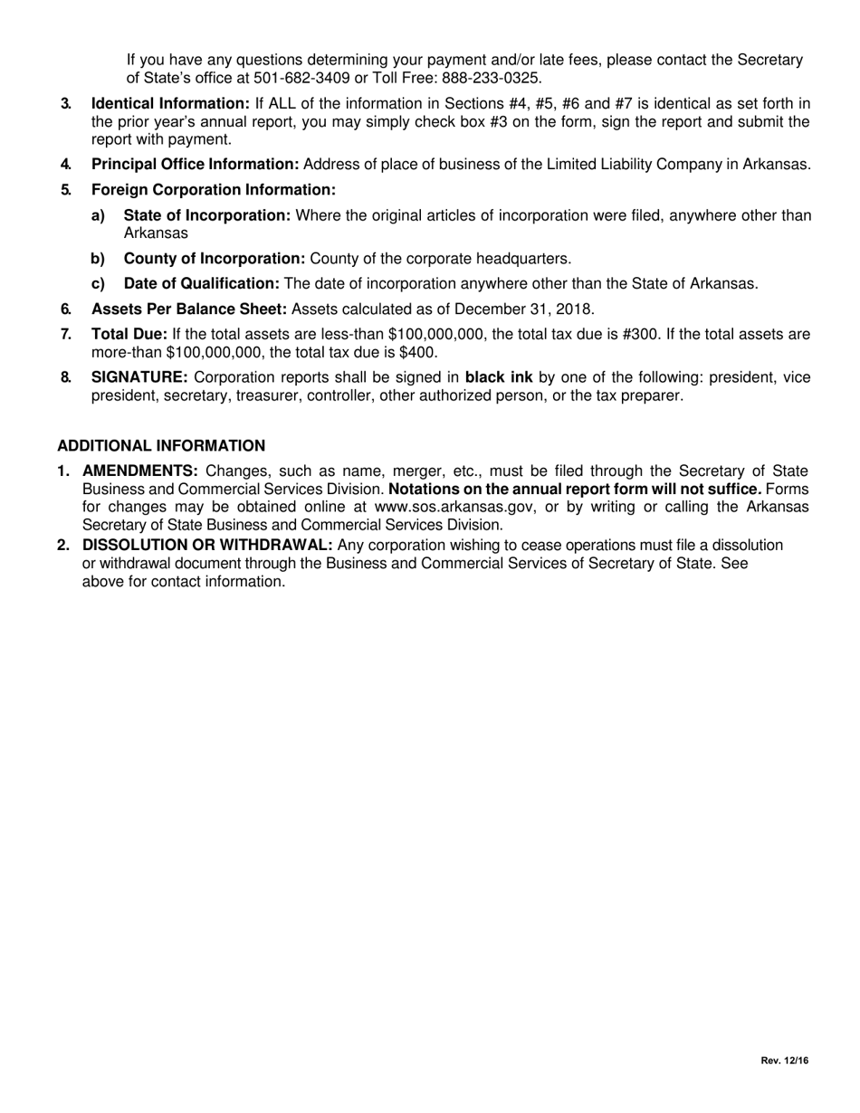 Annual Insurance Entities Franchise Tax Report - Legal Reserve Mutual - Arkansas, Page 3