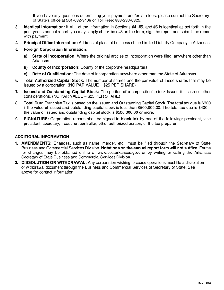 Annual Insurance Entities Franchise Tax Report - Authorized Capital Stock - Arkansas, Page 3