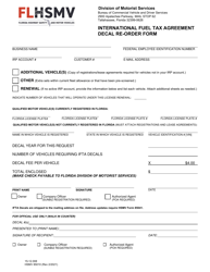 Form HSMV85010 &quot;International Fuel Tax Agreement Decal Re-order Form&quot; - Florida