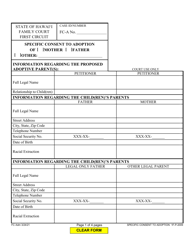 Form 1F-P-2009 Specific Consent to Adoption - Hawaii