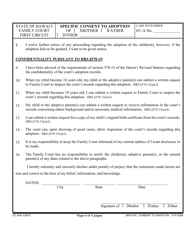 Form 1F-P-2009 Specific Consent to Adoption - Hawaii, Page 4