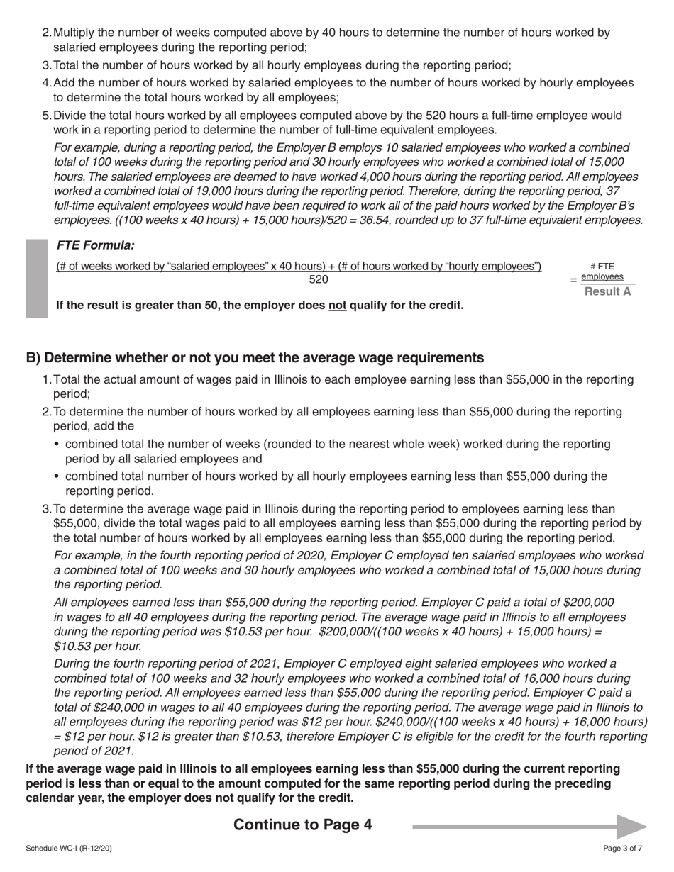 Schedule WC-I Withholding Income Tax Credits Information and Worksheets - Illinois, Page 3