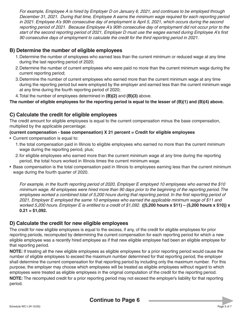 Schedule WC-I Withholding Income Tax Credits Information and Worksheets - Illinois, Page 5