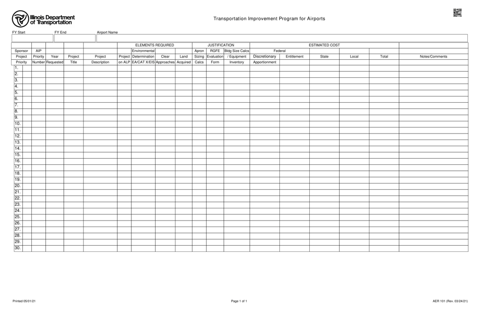 Form AER101 - Fill Out, Sign Online and Download Fillable PDF, Illinois ...