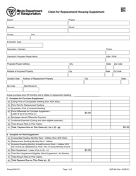 Form AER963 Claim for Replacement Housing Supplement - Illinois