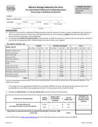 DNR Form 542-4021 Manure Storage Indemnity Fee Form for Unpermitted Confinement Feeding Operations Constructing or Modifying the Operation - Iowa