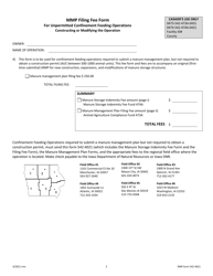DNR Form 542-4021 Manure Storage Indemnity Fee Form for Unpermitted Confinement Feeding Operations Constructing or Modifying the Operation - Iowa, Page 2