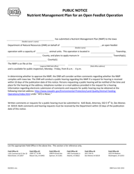 Document preview: DNR Form 542-1553 Public Notice - Nutrient Management Plan for an Open Feedlot Operation - Iowa