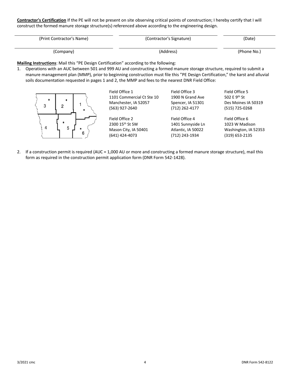 DNR Form 542-8122 Professional Engineer (Pe) Design Certification - Iowa, Page 4