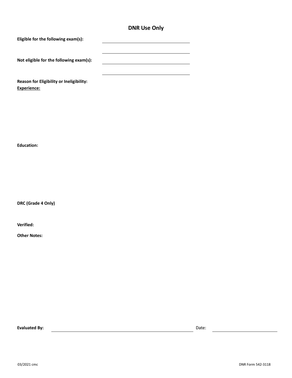 DNR Form 542-3118 Iowa Operator Certification Exam Application - Water Treatment, Water Distribution, Wastewater - Iowa, Page 4