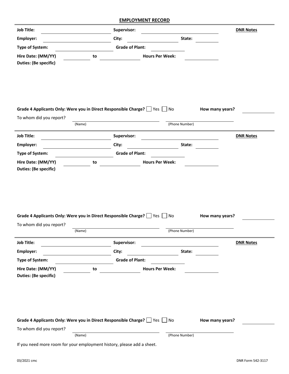 DNR Form 542 3117 Download Fillable PDF or Fill Online Iowa Operator