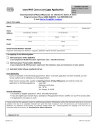 DNR Form 542-1433 Iowa Well Contractor Exam Application - Iowa