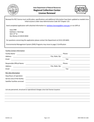 DNR Form 542-1606 Regional Collection Center License Renewal - Iowa