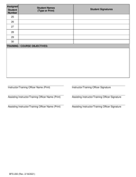 Form BFS-200 Continuing Education Training Roster - Michigan, Page 2