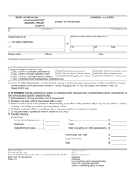 Form MC243 Order of Probation - Michigan