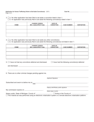 Form MC227B Application for Human Trafficking Victim to Set Aside Conviction(S) - Michigan, Page 2