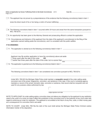 Form MC228B Order on Application by Human Trafficking Victim to Set Aside Conviction(S) - Michigan, Page 2