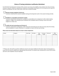&quot;Choice of Training Institutions Justification Worksheet&quot; - Minnesota