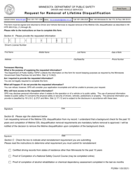 Form PS2906 &quot;Request for Removal of Lifetime Disqualification&quot; - Minnesota