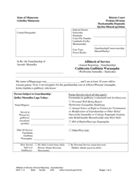 Document preview: Form GAC11.2 Affidavit of Service (Annual Reporting - Guardianship) - Minnesota (English/Somali)