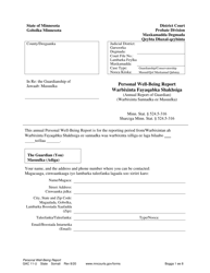 Document preview: Form GAC11-U Personal Well-Being Report (Guardianship) - Minnesota (English/Somali)