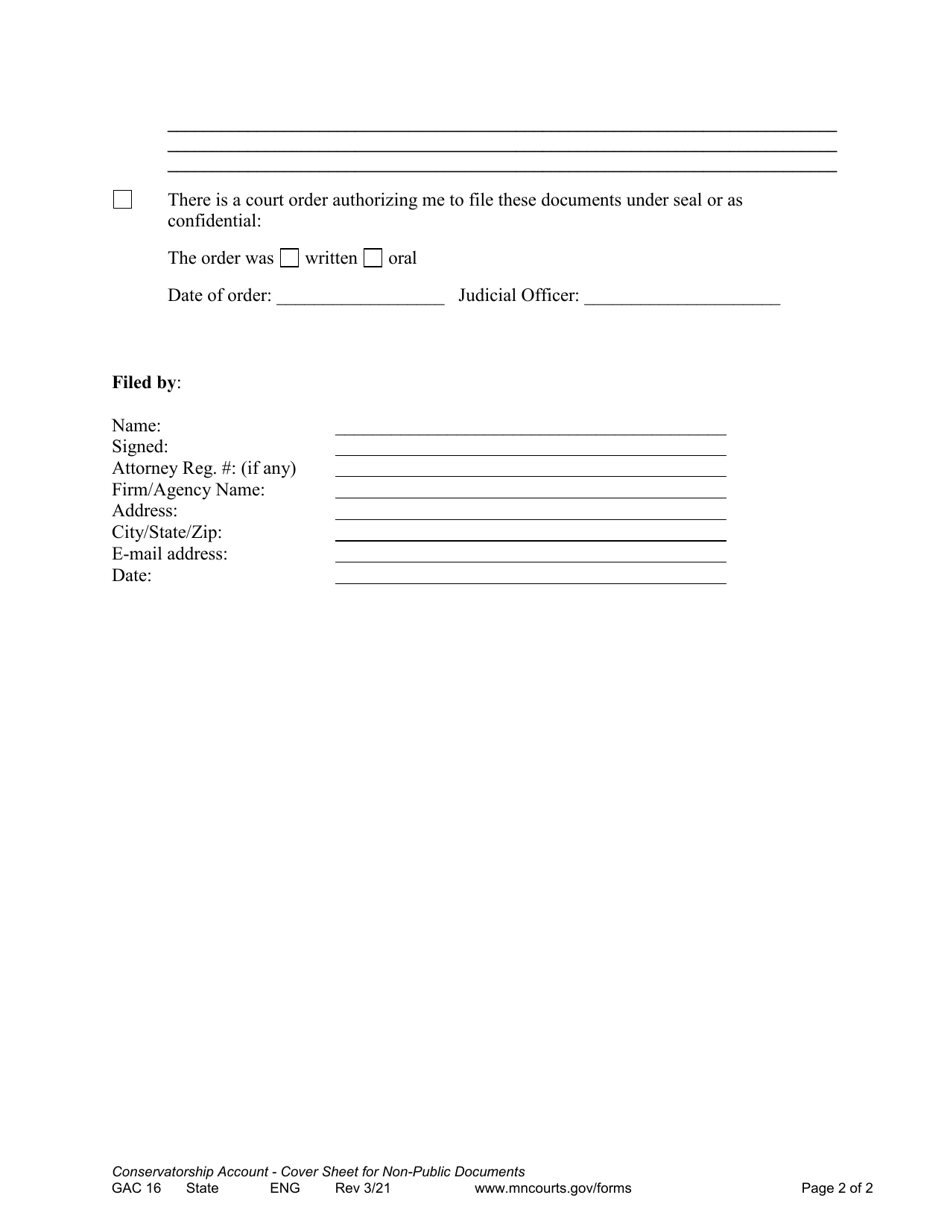 Form Gac16 Download Printable Pdf Or Fill Online Conservatorship 