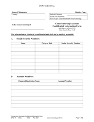 Form GAC15 &quot;Conservatorship Account Confidential Information Form&quot; - Minnesota
