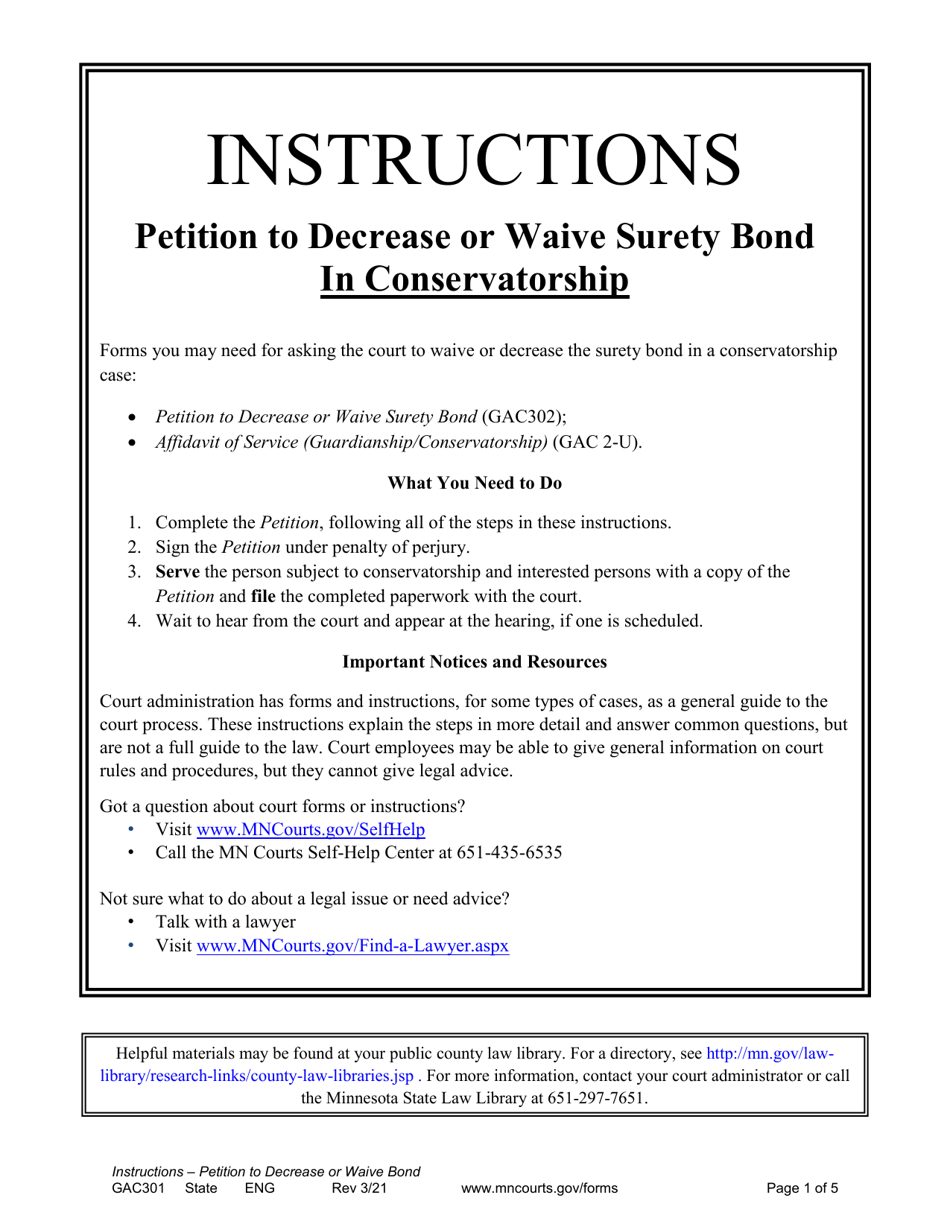Download Instructions for Form GAC302 Petition to Decrease or Waive