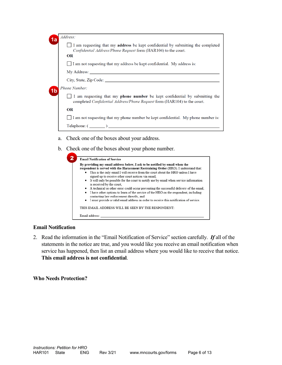 Instructions - Applying for a Harassment Restraining Order - Minnesota, Page 6