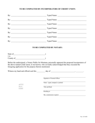 Application for a Certificate of Approval to Organize a New Montana Credit Union - Montana, Page 3