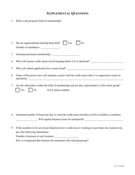 Application for a Certificate of Approval to Organize a New Montana Credit Union - Montana, Page 4