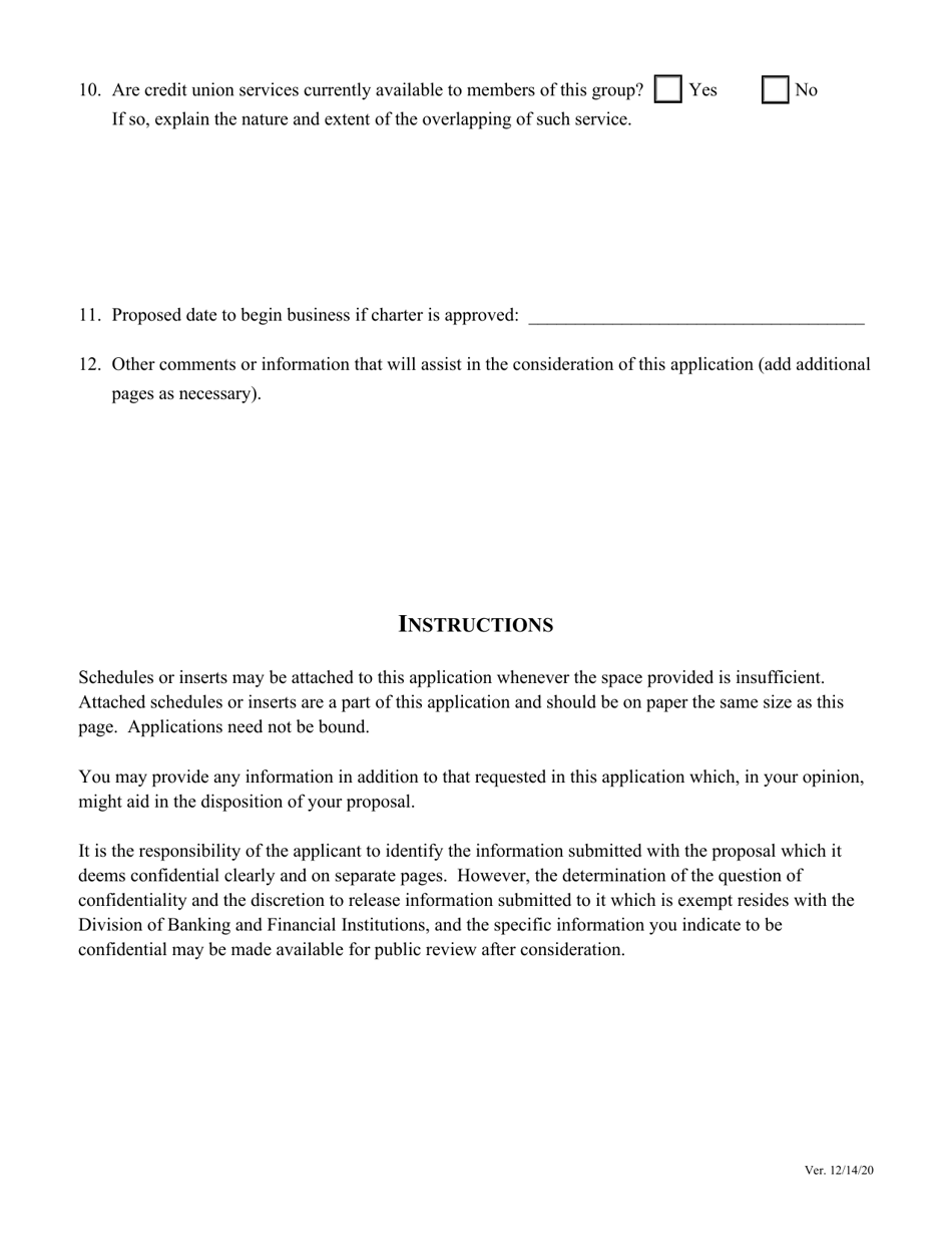 Application for a Certificate of Approval to Organize a New Montana Credit Union - Montana, Page 5