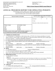 Annual Progress Report for Operating Permits - Montana