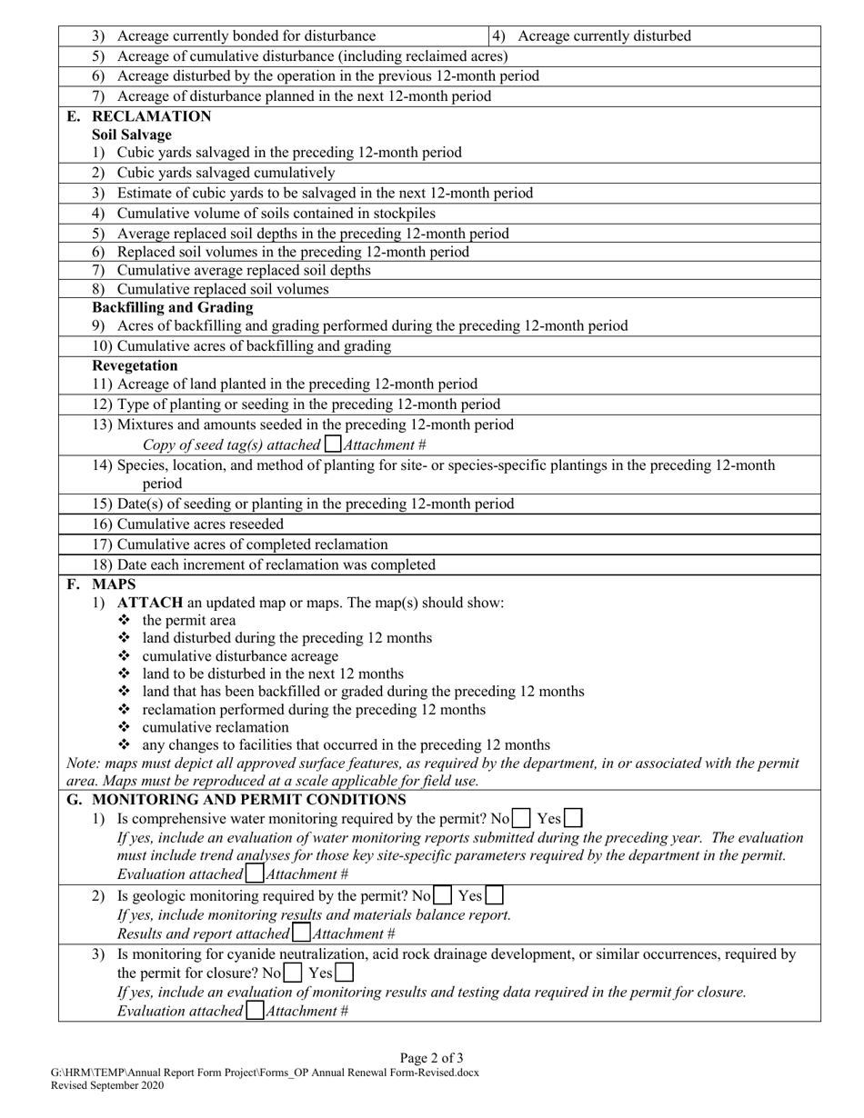 Annual Progress Report for Operating Permits - Montana, Page 2