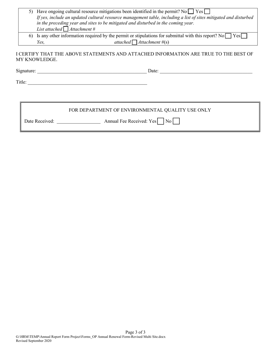 Annual Progress Report for Multi-Site Operating Permits - Montana, Page 3