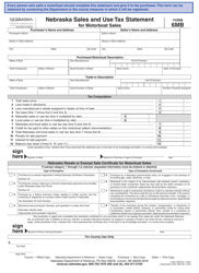 Form 6MB Nebraska Sales and Use Tax Statement for Motorboat Sales - Nebraska