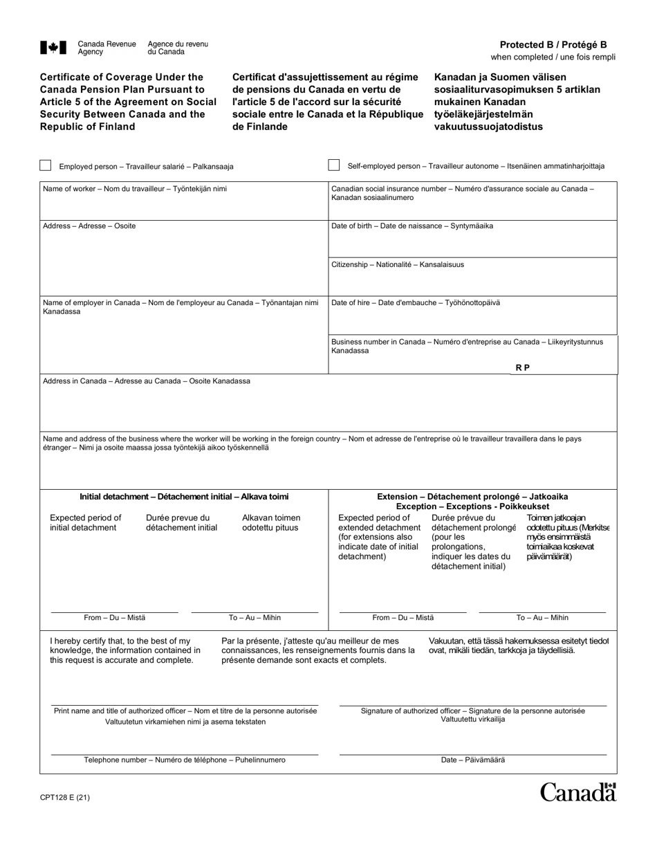 Form CPT128 - Fill Out, Sign Online and Download Fillable PDF, Canada ...