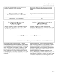 Form CPT52 Certificate of Coverage Under the Canada Pension Plan Pursuant to Article VII of the Agreement on Social Security Between Canada and France - Canada (English/French), Page 2