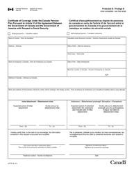 Form CPT57 Certificate of Coverage Under the Canada Pension Plan Pursuant to Article VI of the Agreement on Social Security Between Canada and Jamaica - Canada (English/French)