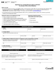 Form T1261 Application for a Canada Revenue Agency Individual Tax Number (Itn) for Non-residents - Canada