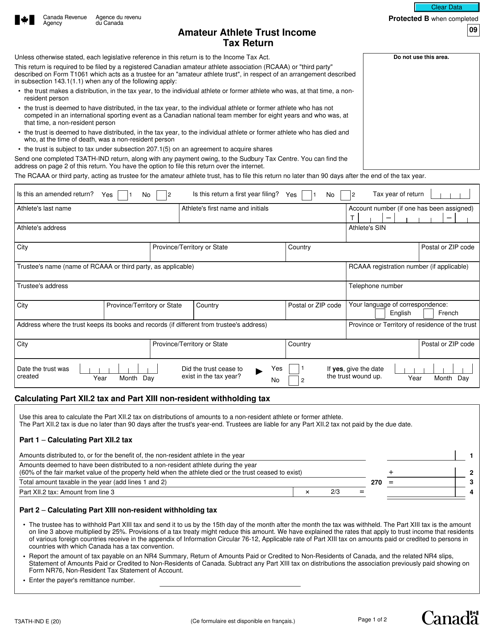 Form T3ATH-IND  Printable Pdf